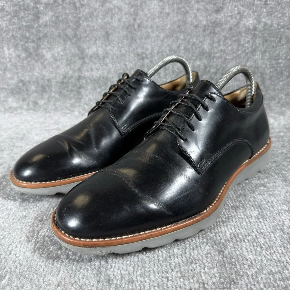 Z Zegna Hybrid Dress Shoes Men's 8 Black Lace Up Plain Toe Derby Italy