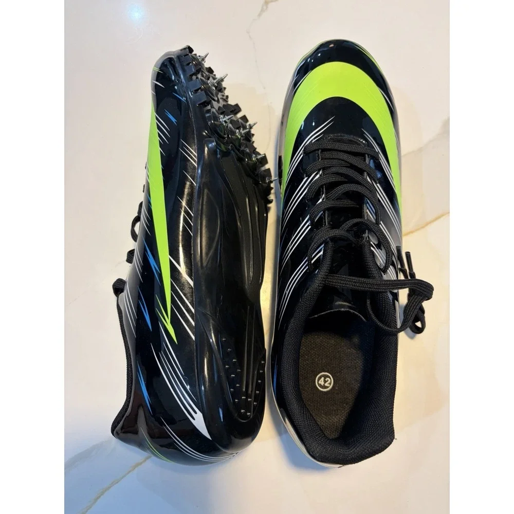 Track & Field Sprint Spikes Black Neon Green Racing Shoes Men US 8.5 EU 42 NWOB