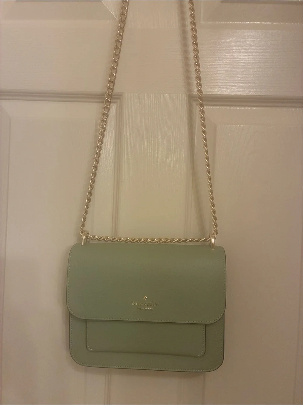 kate spade Mint Green Leather Crossbody with Gold Chain‎ Strap