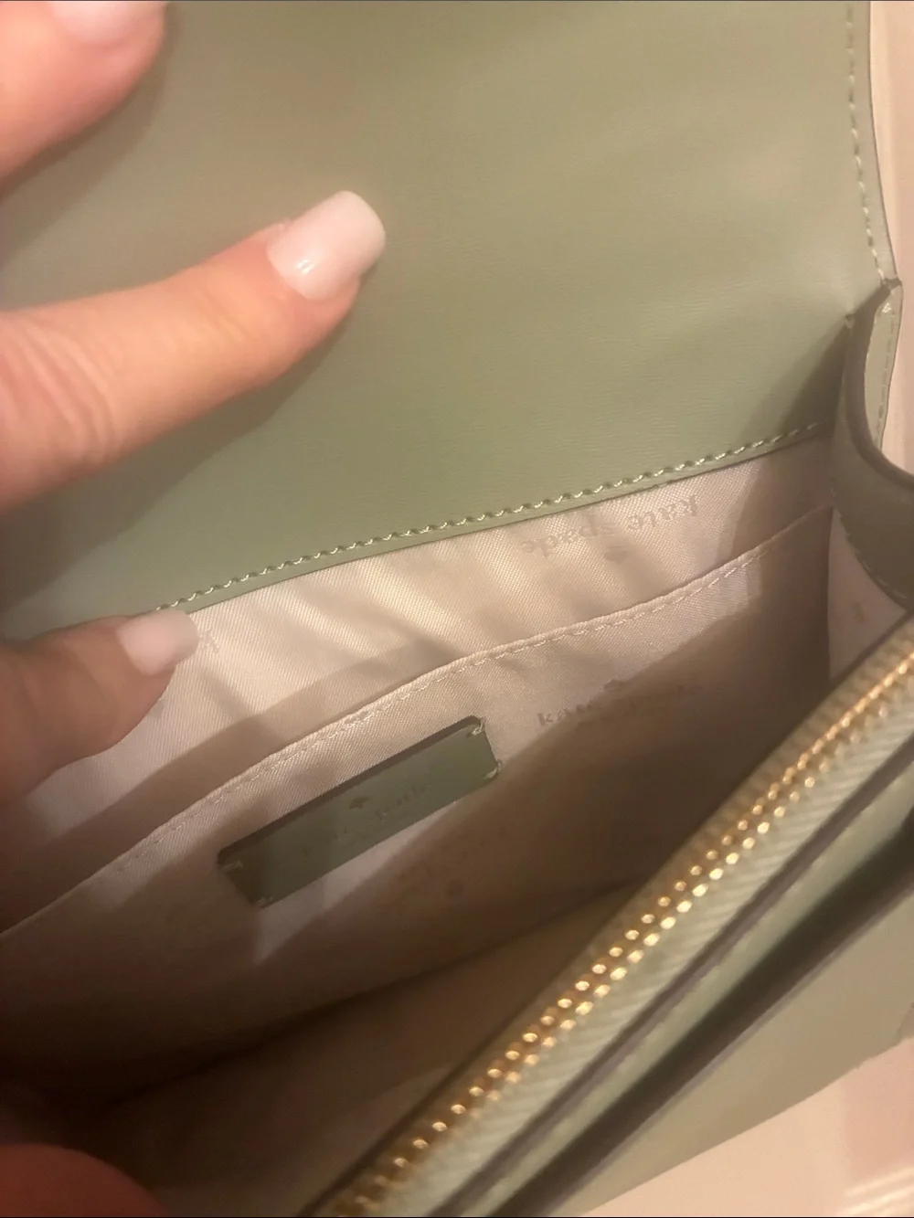 kate spade Mint Green Leather Crossbody with Gold Chain‎ Strap