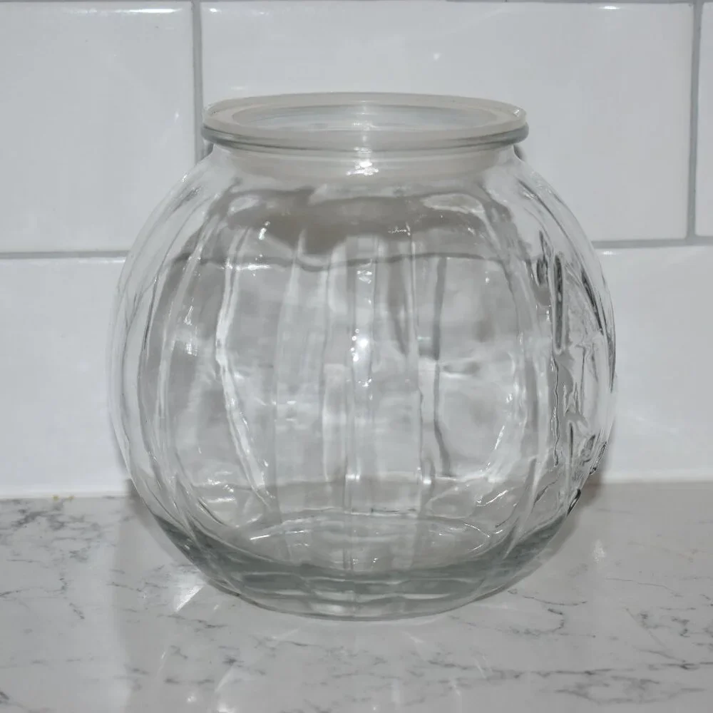 Vintage Clear Glass Jack O Lantern Pumpkin Candy Dish Jar Fall Halloween Decor