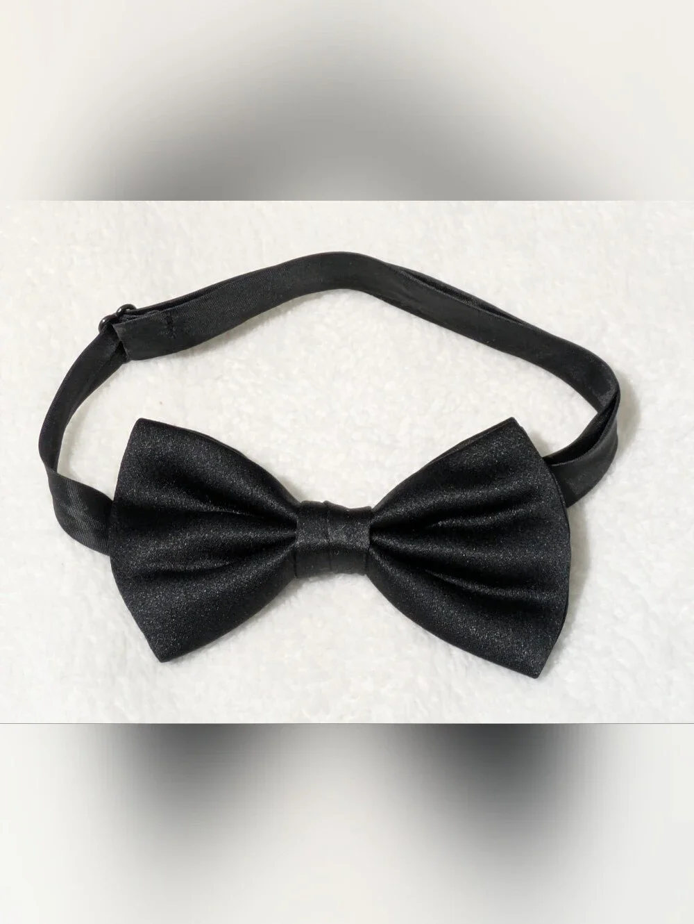 Kids Black Pre-Tied Bow Tie — Adjustable Boys Toddler Tuxedo Bowtie