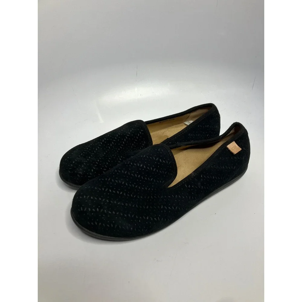 Spenco Bailey ballet flats black perforated suede women's size 8.45 comfort shoe