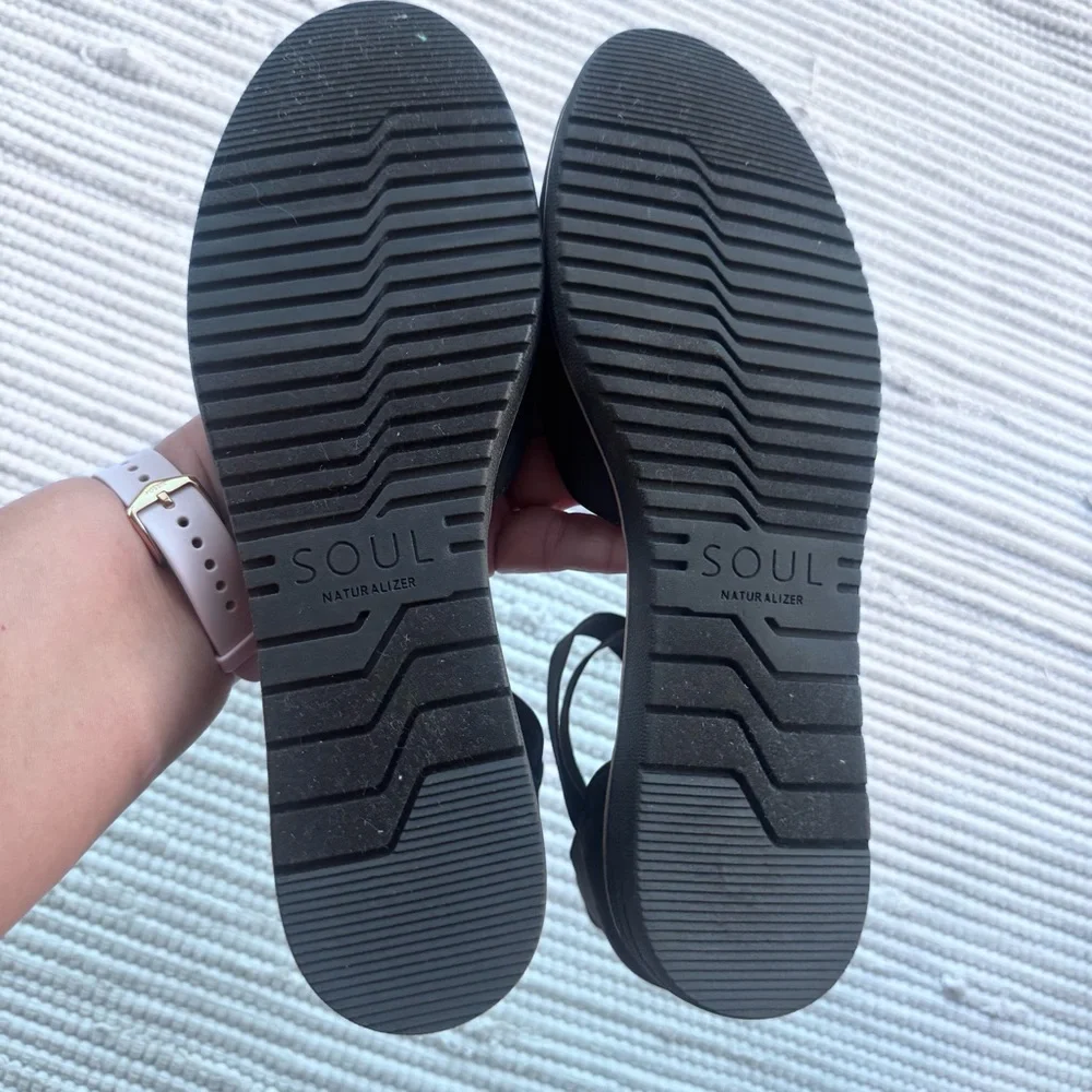 SOUL Naturalizer Comfort Flats Crisscross Stretch Black Size 9