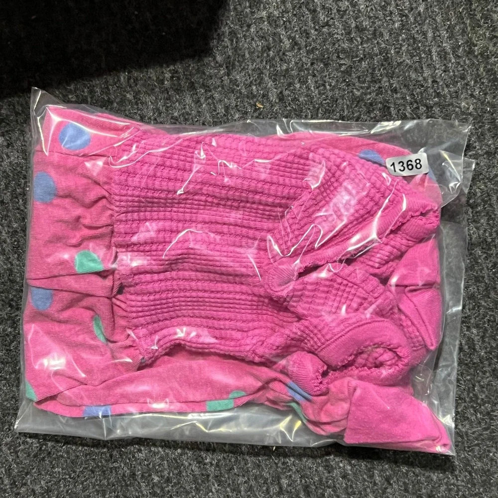 Vintage Winnie The Pooh Romper Kids 9M Pink Polka Dot Waffle Knit Embroidered