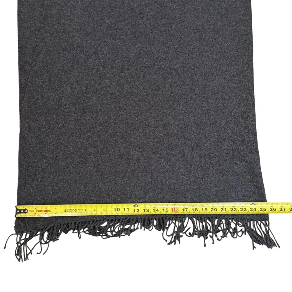 KUNA 100% Baby Alpaca Wool Throw Blanket Scarf Charcoal Grey Hand Finished Peru