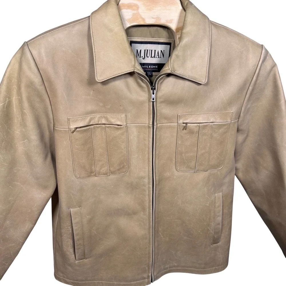 Vintage Wilsons Leather Jacket Collared L Americana Workwear Norm‎ Chore Y2k 90s