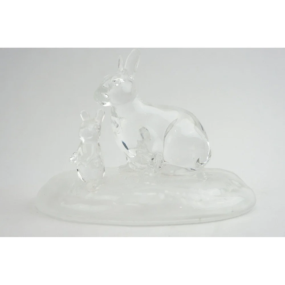 Cristal d'Arques 24% Lead Crystal Rabbit Bunny Family Figurine France 3.75