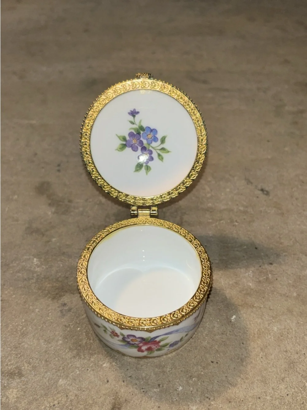 Vintage Floral Porcelain Trinket Box