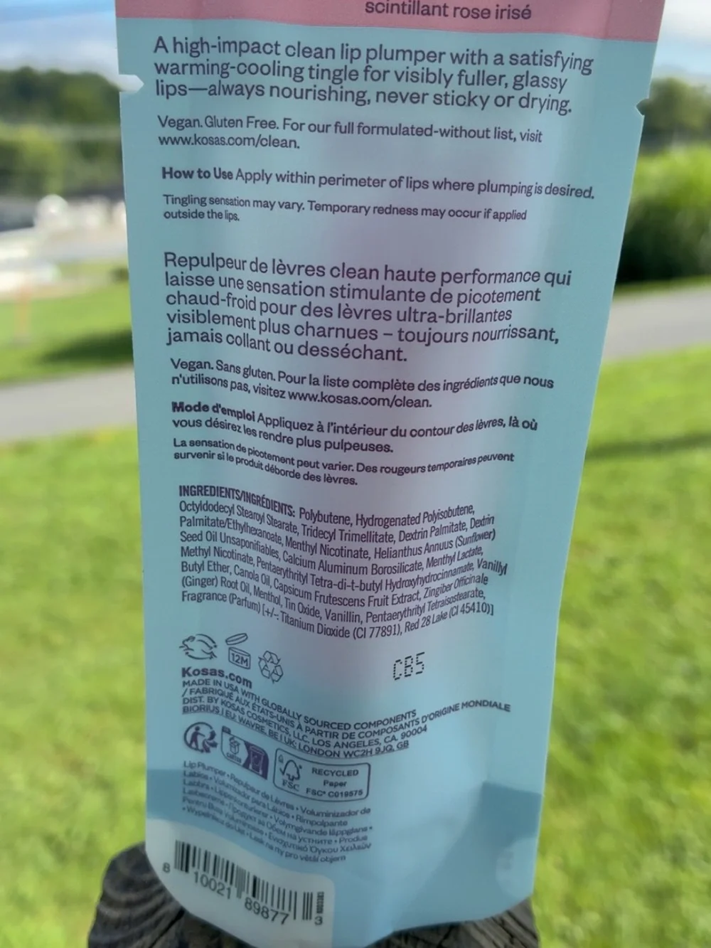 Kosas text top visible