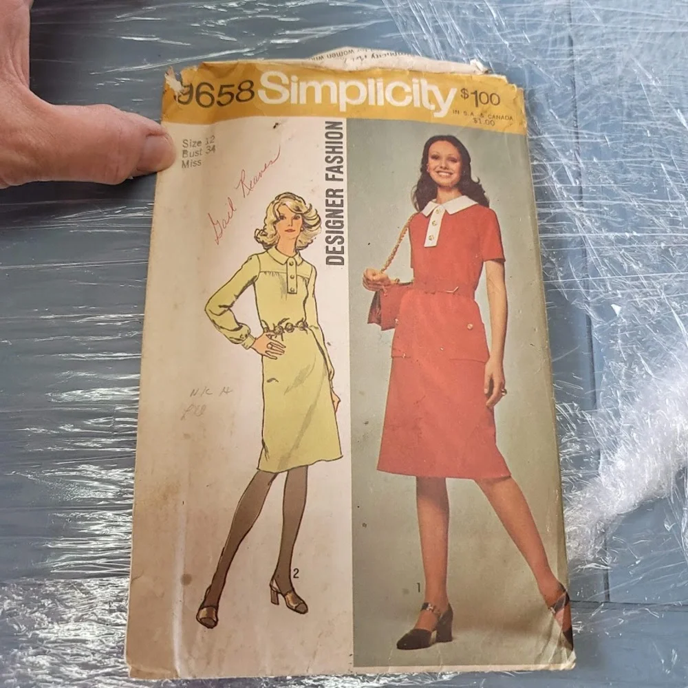 Vintage Pattern Sewing Crafts Hobby simplicity 9658 dress Size 12