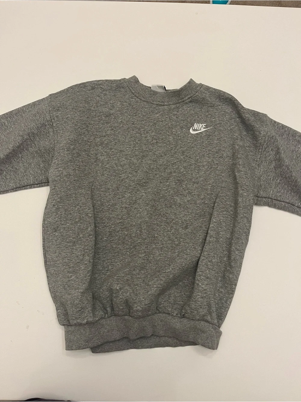 Nike Grey Heather Crewneck Sweatshirt with White Swoosh Size Medium