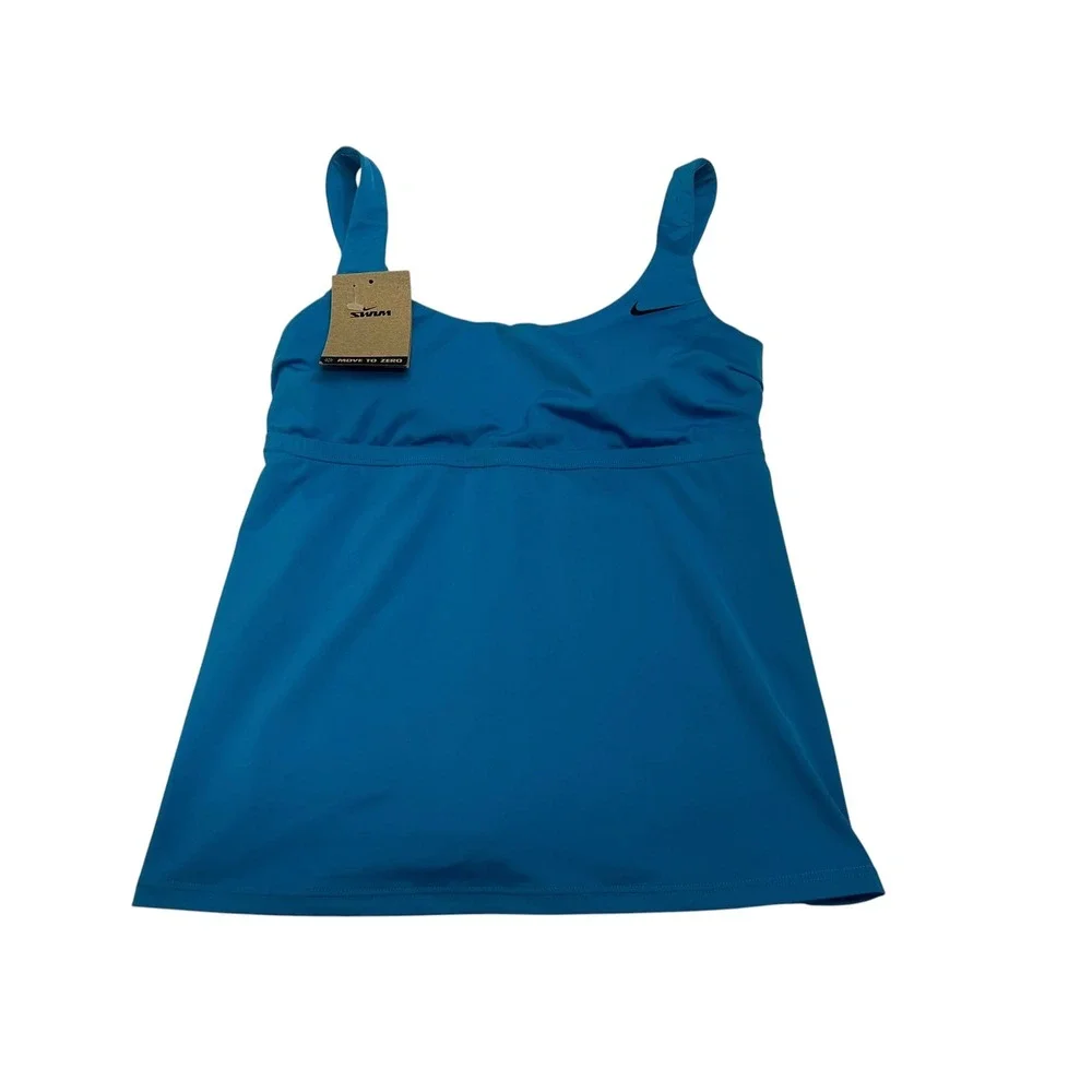 Nike Swim Womens Blue Tankini Top NESSA224-480 Adjustable Straps Size Small NWT