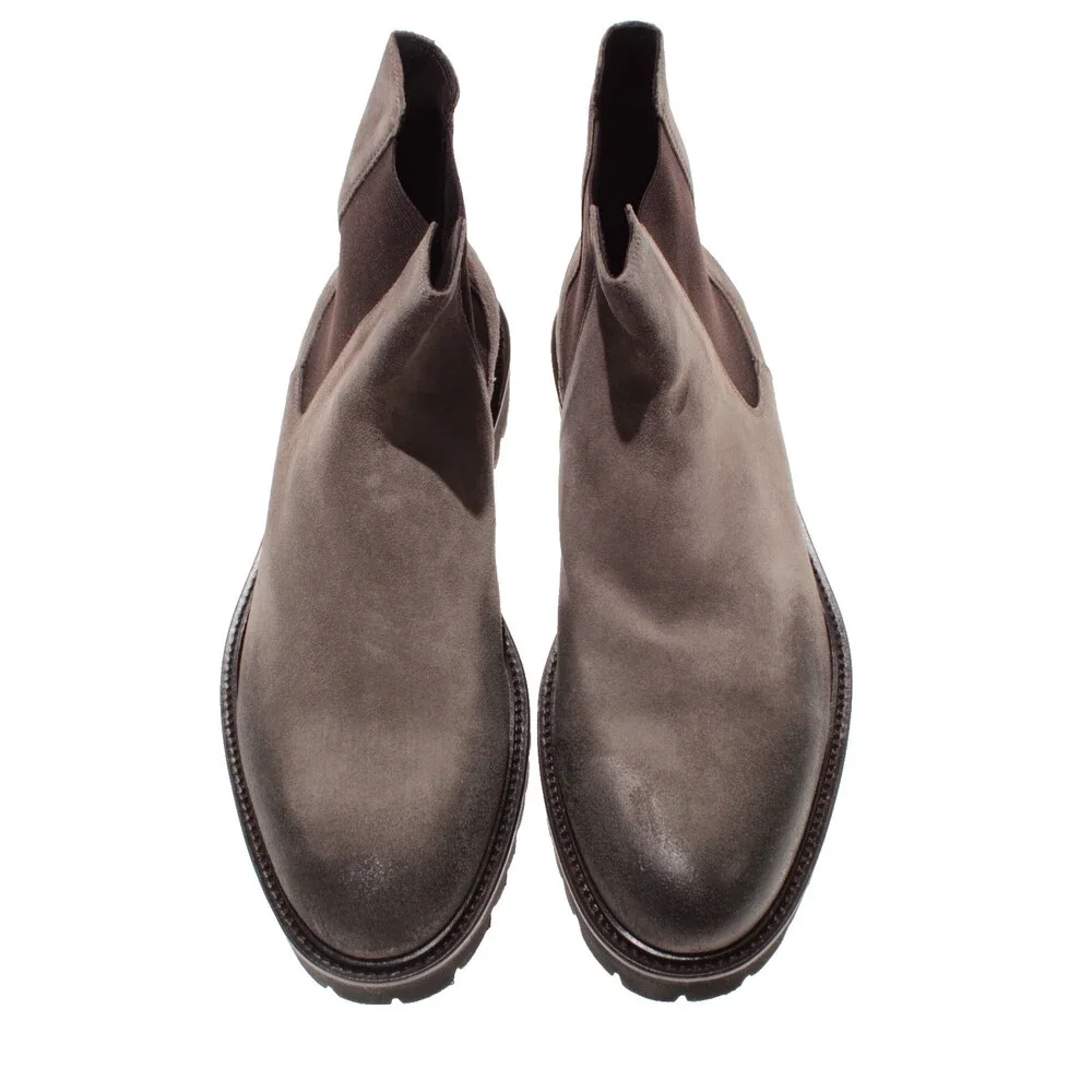 Tagliatore NWB Flint Pull On Chelsea Boots Size 44 (US 11) in Brown Suede