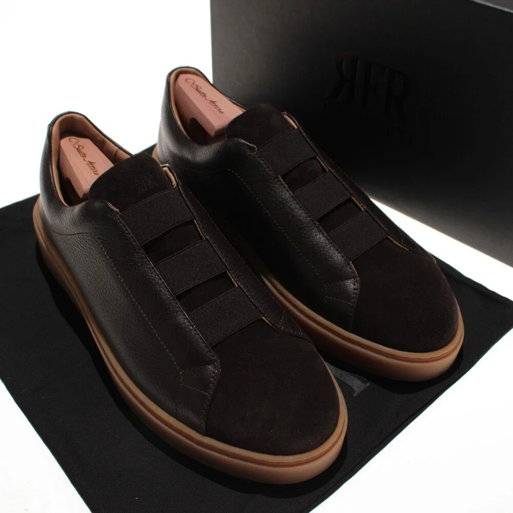 RFR Fabiano Ricci NWB Slip On Sneakers Size 45 (US 12) in Brown Leather & Suede