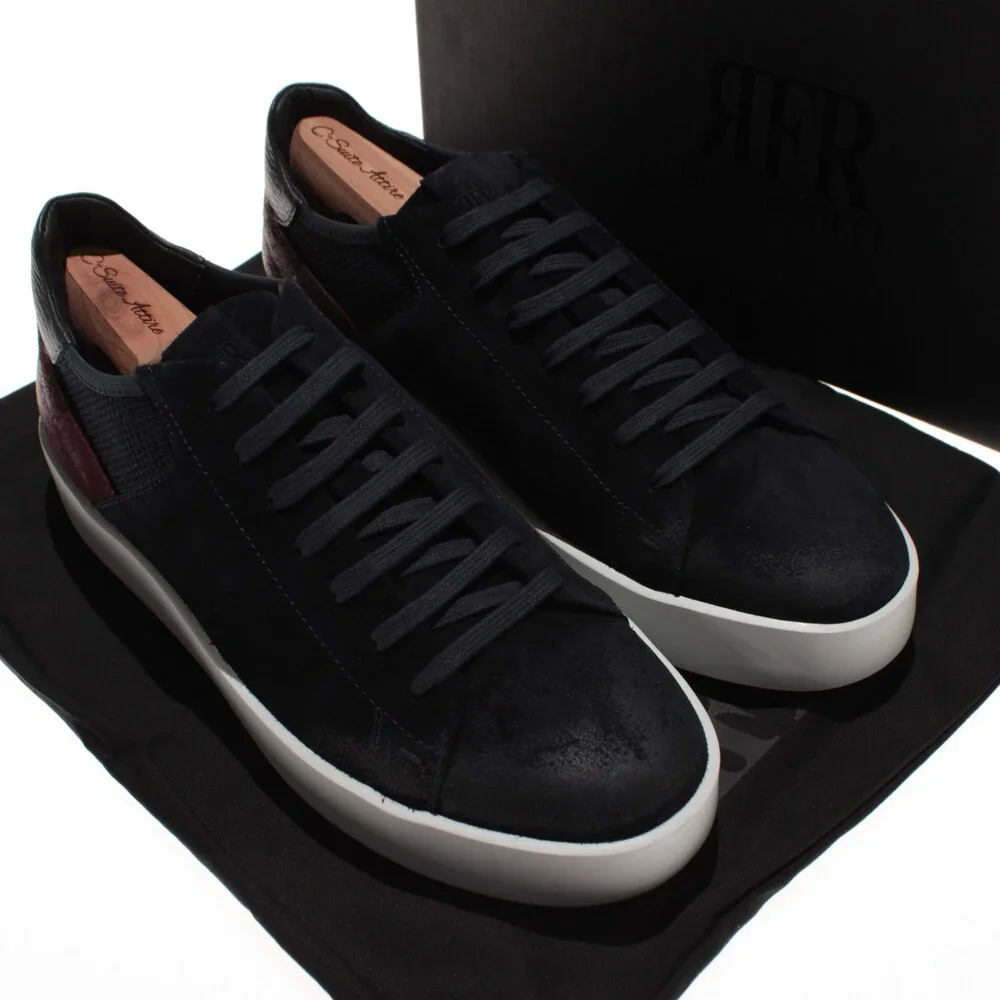 RFR Fabiano Ricci NWB Lace Up Sneakers Size 42.5 (US 9.5) in Navy Blue Suede