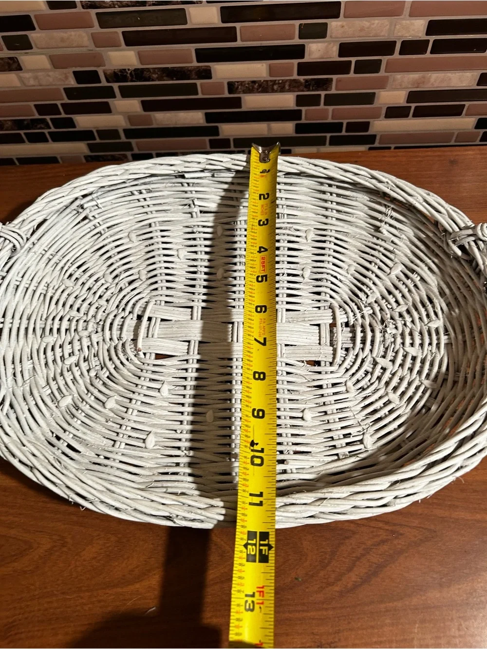 Vintage White Wicker Serve Tray with Handles - Home Accents