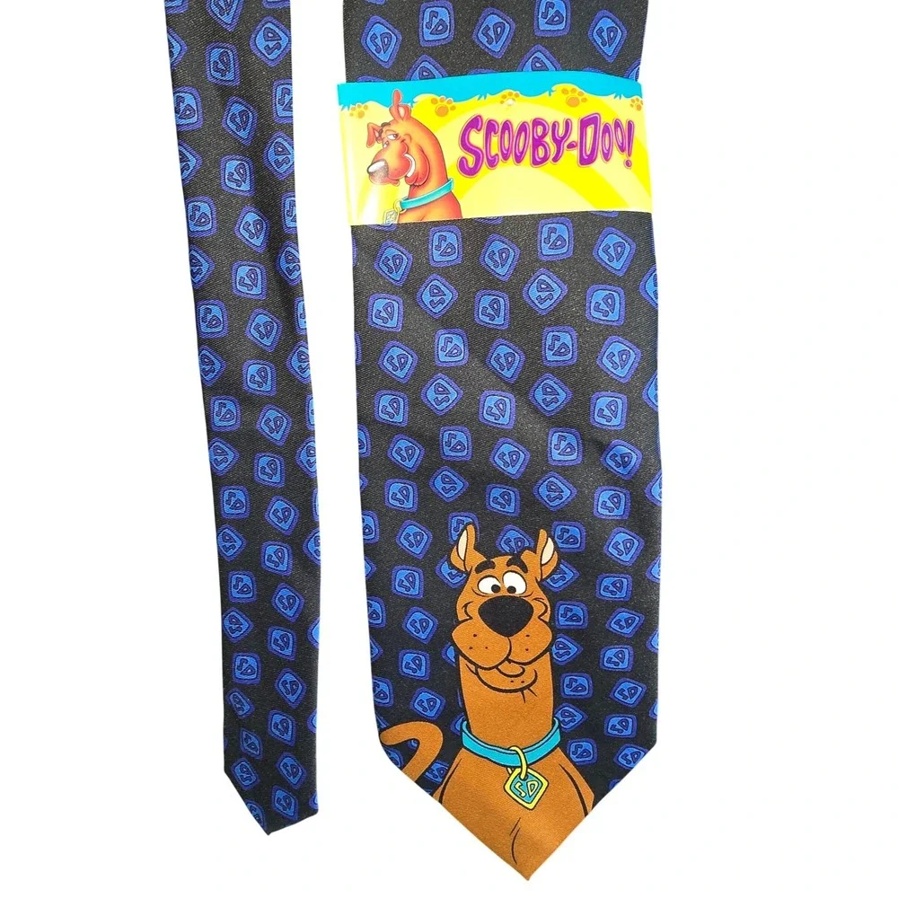 Scooby-Doo Mens Necktie Cartoon Network Warner Bros Blue Black‎ Polyester NWT