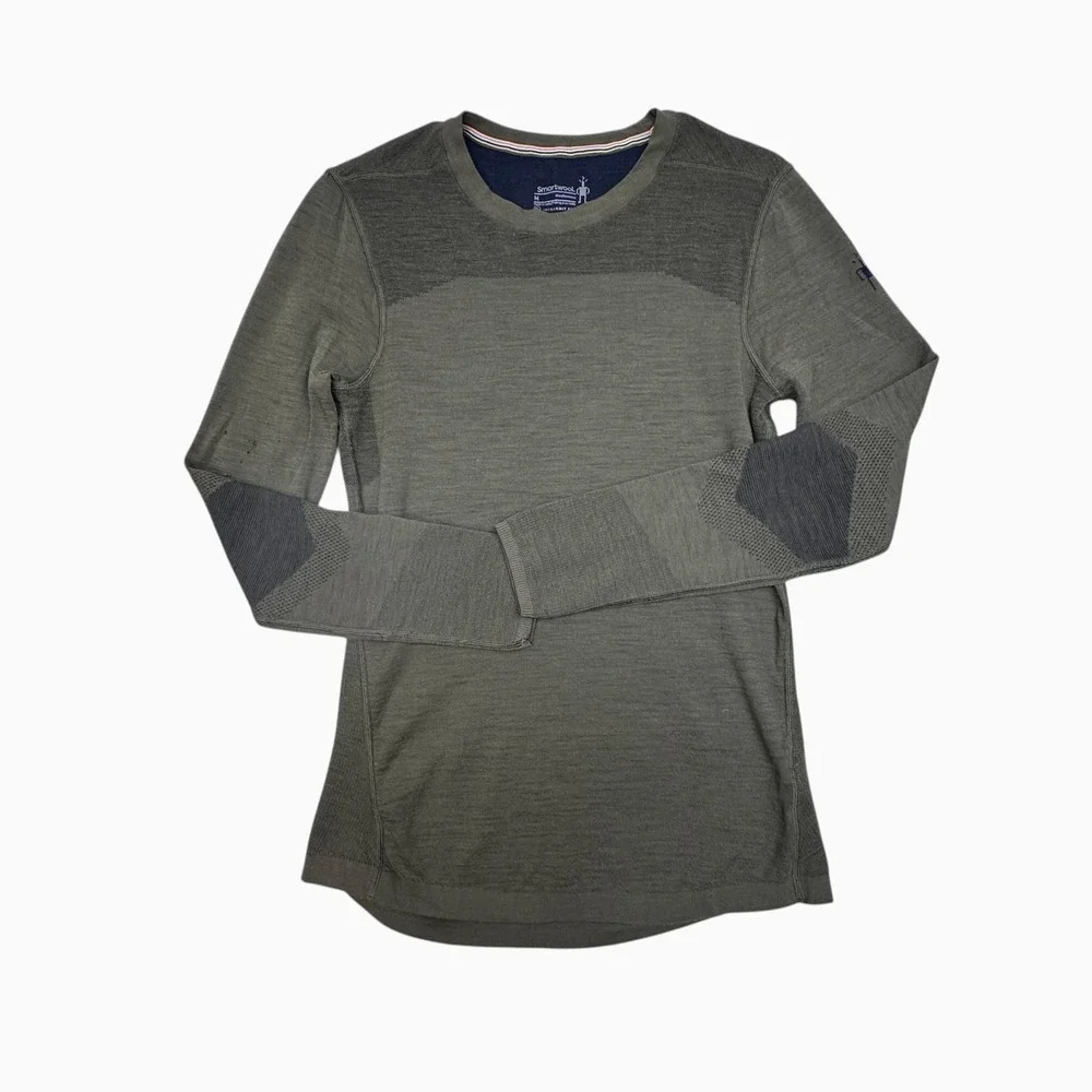 Smartwool Intraknit 200 Shirt Mens Medium Green Wool Thermal Base Layer