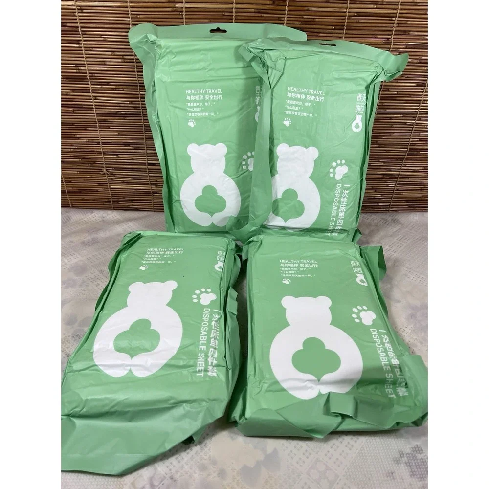 4- Bags Disposable bedsheets for‎ travel. Perfect For Hotels. (4) Pcs