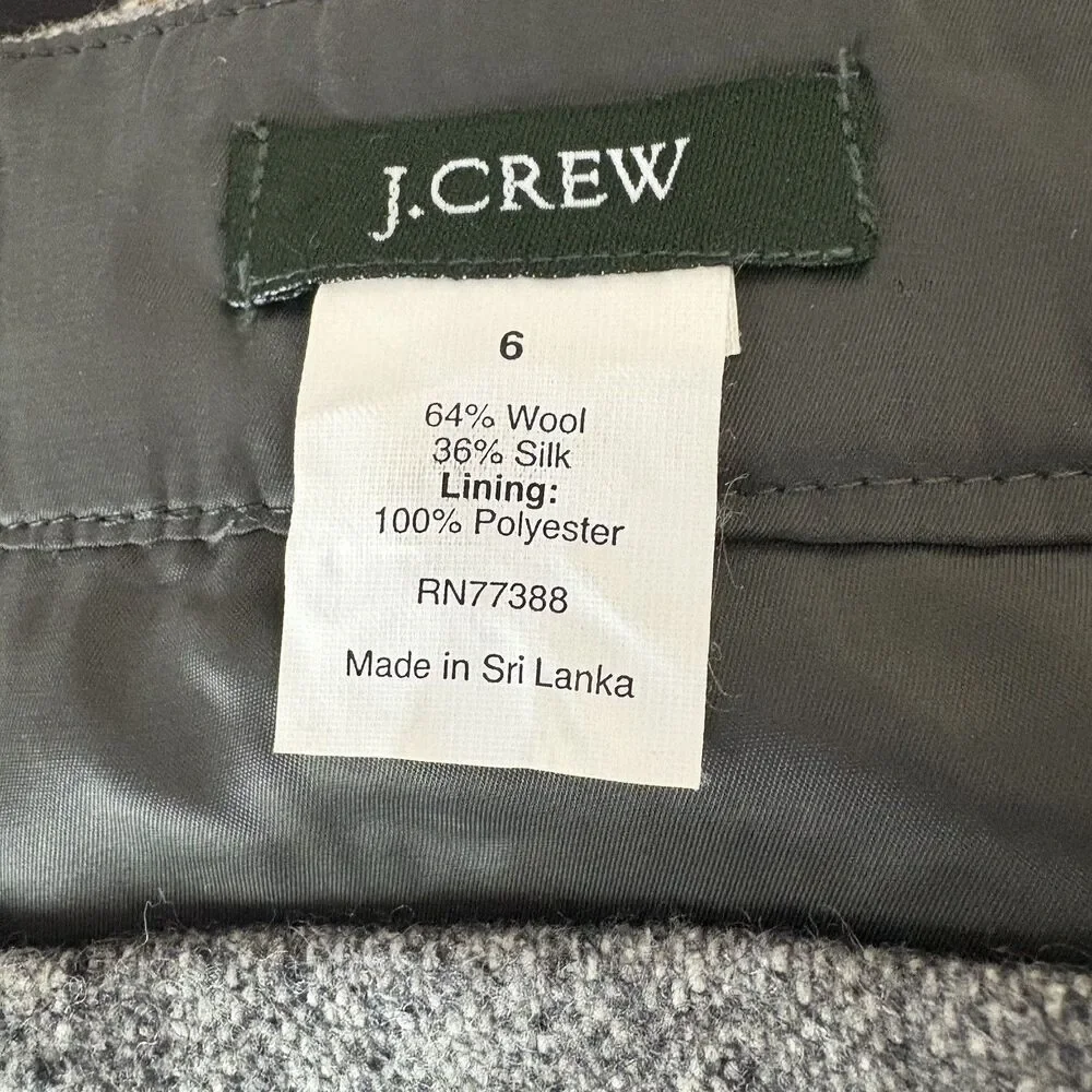 J. Crew Women's Tweed Pencil Skirt   Gray Wool Silk‎ Blend Knee Length Lined 6