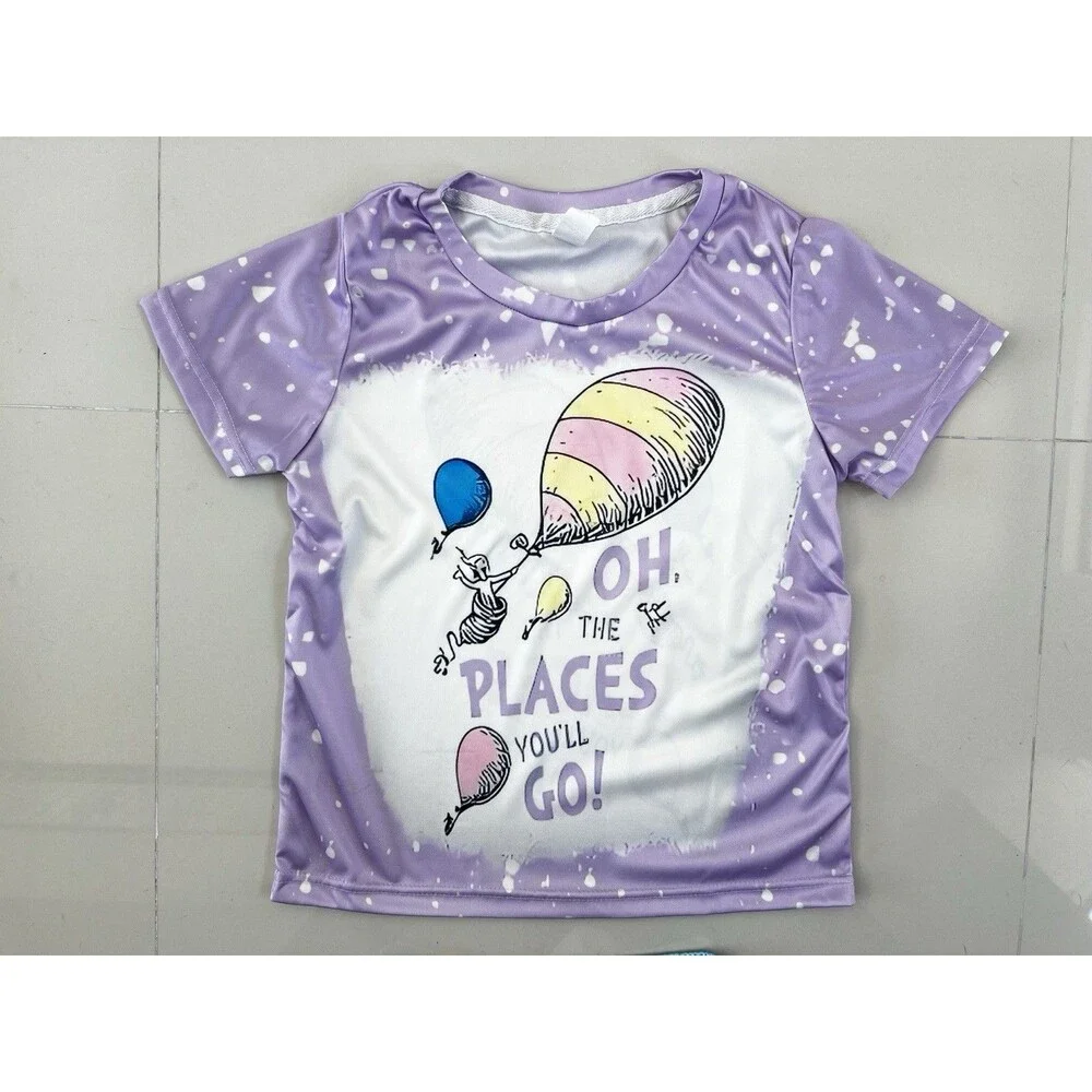Dr Seuss Oh The Paces You'll Go! 2 piece Outfit Set Flare Bell Bottoms Tee  5-6