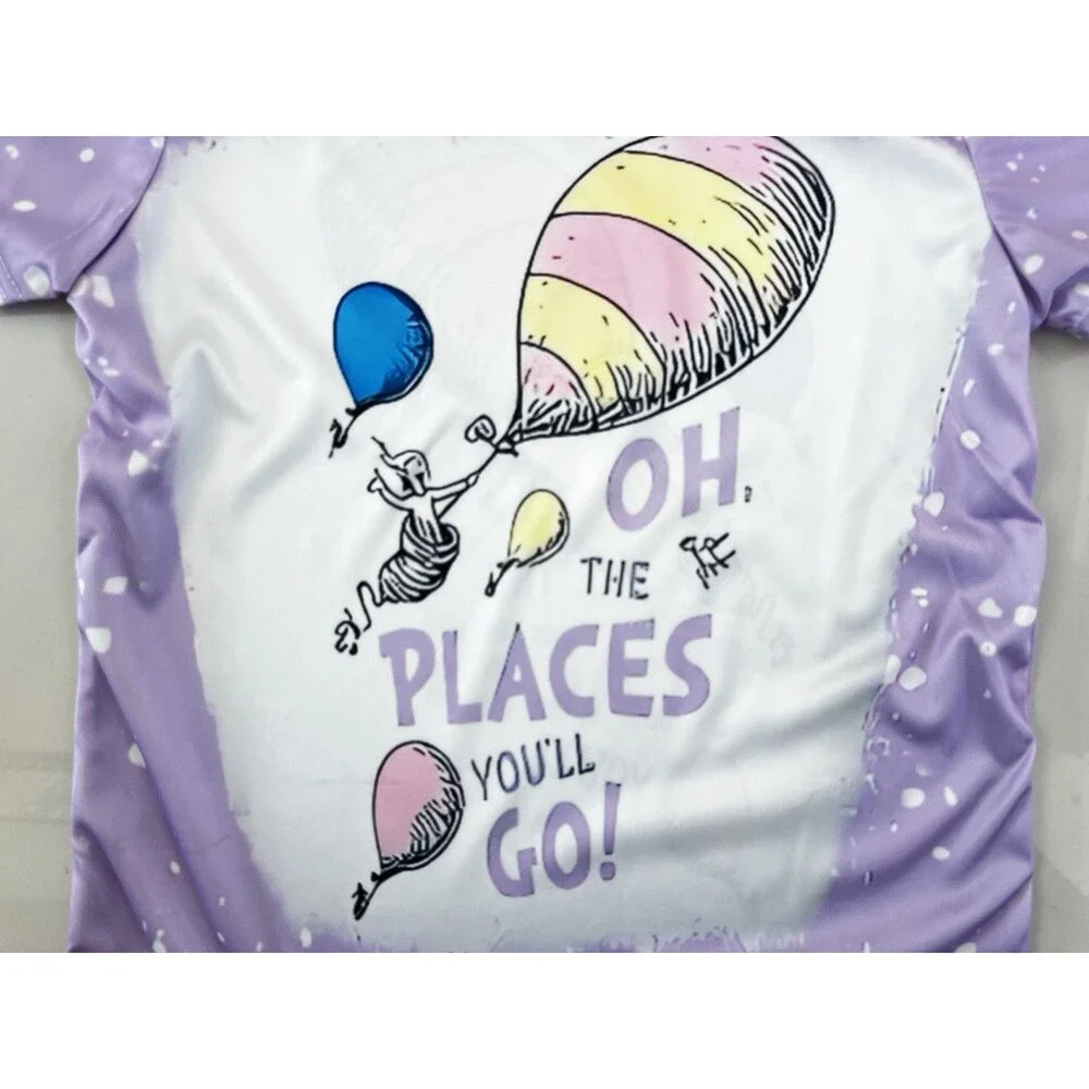 Dr Seuss Oh The Paces You'll Go! 2 piece Outfit Set Flare Bell Bottoms Tee  5-6