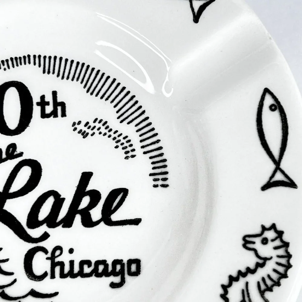 50th On The Lake Chicago‎ Ashtray Royal China Black White Nautical Souvenir USA