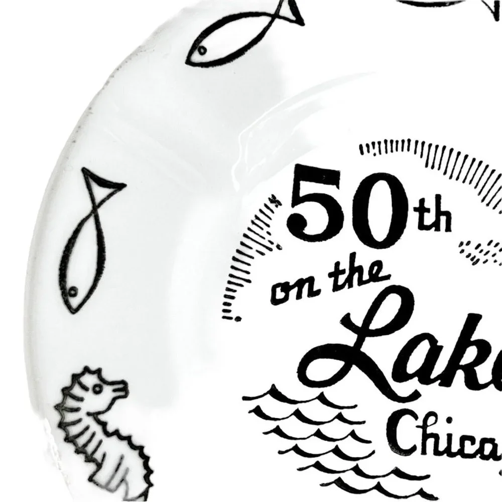 50th On The Lake Chicago‎ Ashtray Royal China Black White Nautical Souvenir USA