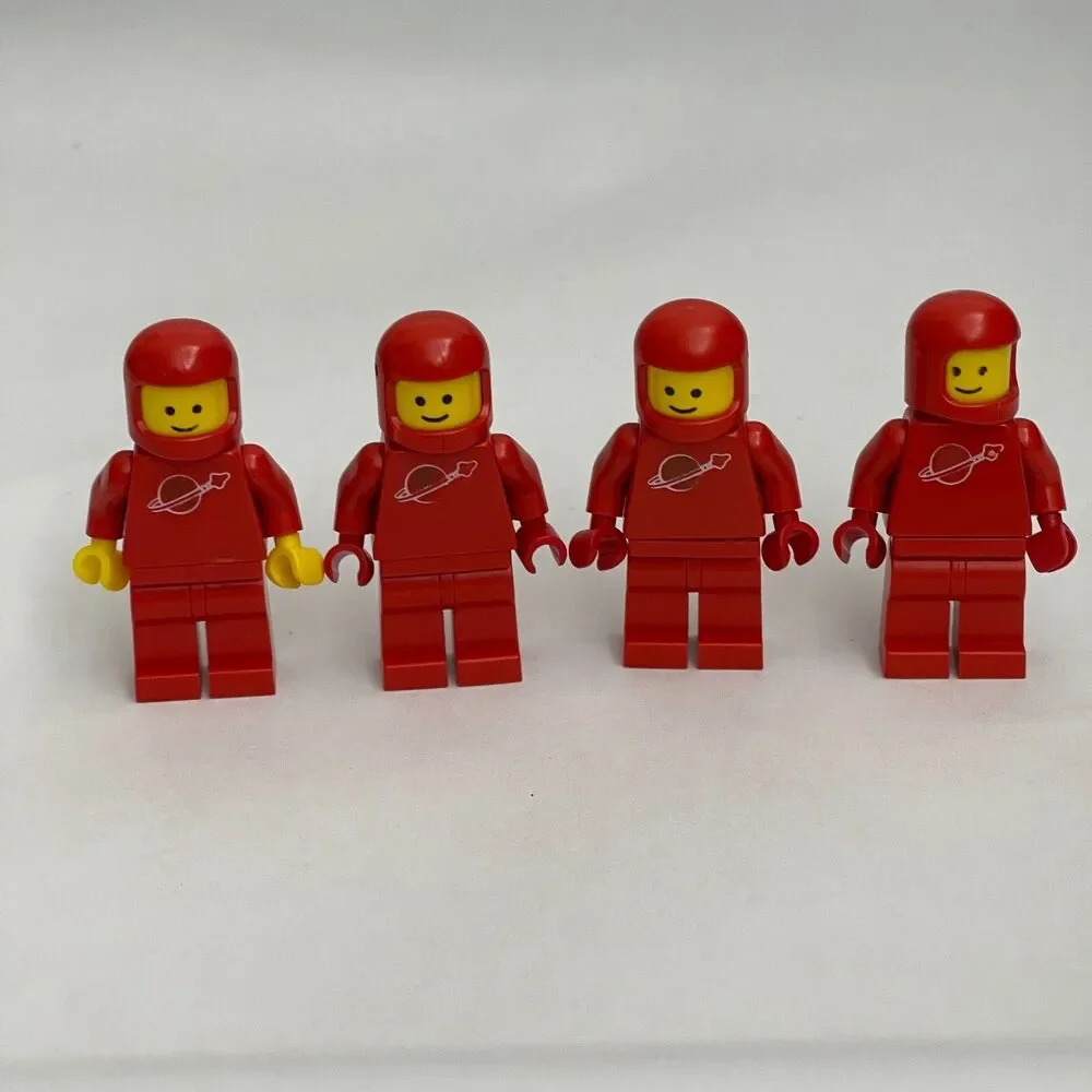 Vintage Lego Red Minifigs‎ Figures Replacement Parts Pieces Lot of 4