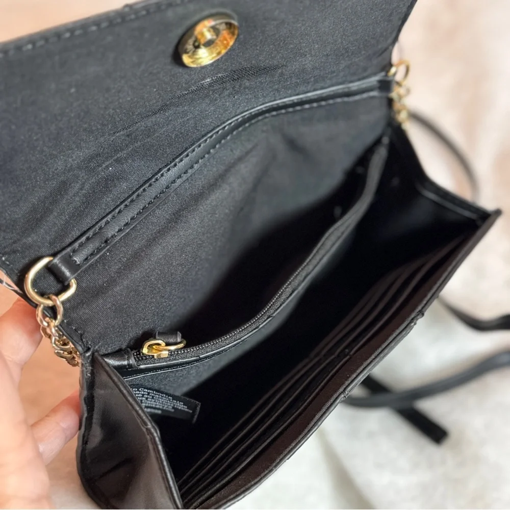 Nanette Laporte Black &‎ Gray Pattern Crossbody Purse W/ Fold Over Snap Closure