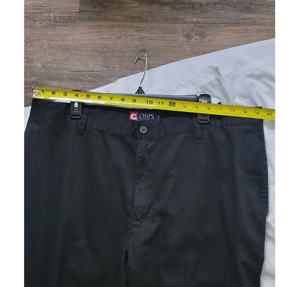 Chaps Mitchell Mens Black Relaxed Fit Flat Front Cotton Pants 40x32‎ NWT