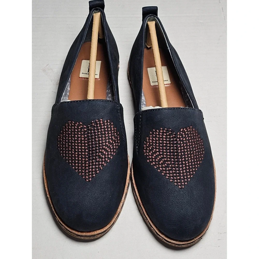 ED by Ellen DeGeneres Nalita Lagoon‎ Nubuck Heart Flats Shoes 6M ED-NALITA