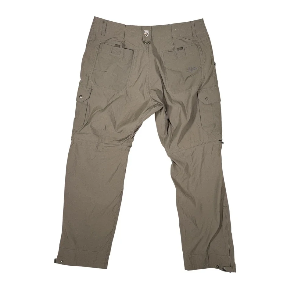 Kuhl Renegade Cargo Convertible Pants‎ Khaki Tan Stealth Zip Hiking Mens 35.5x30