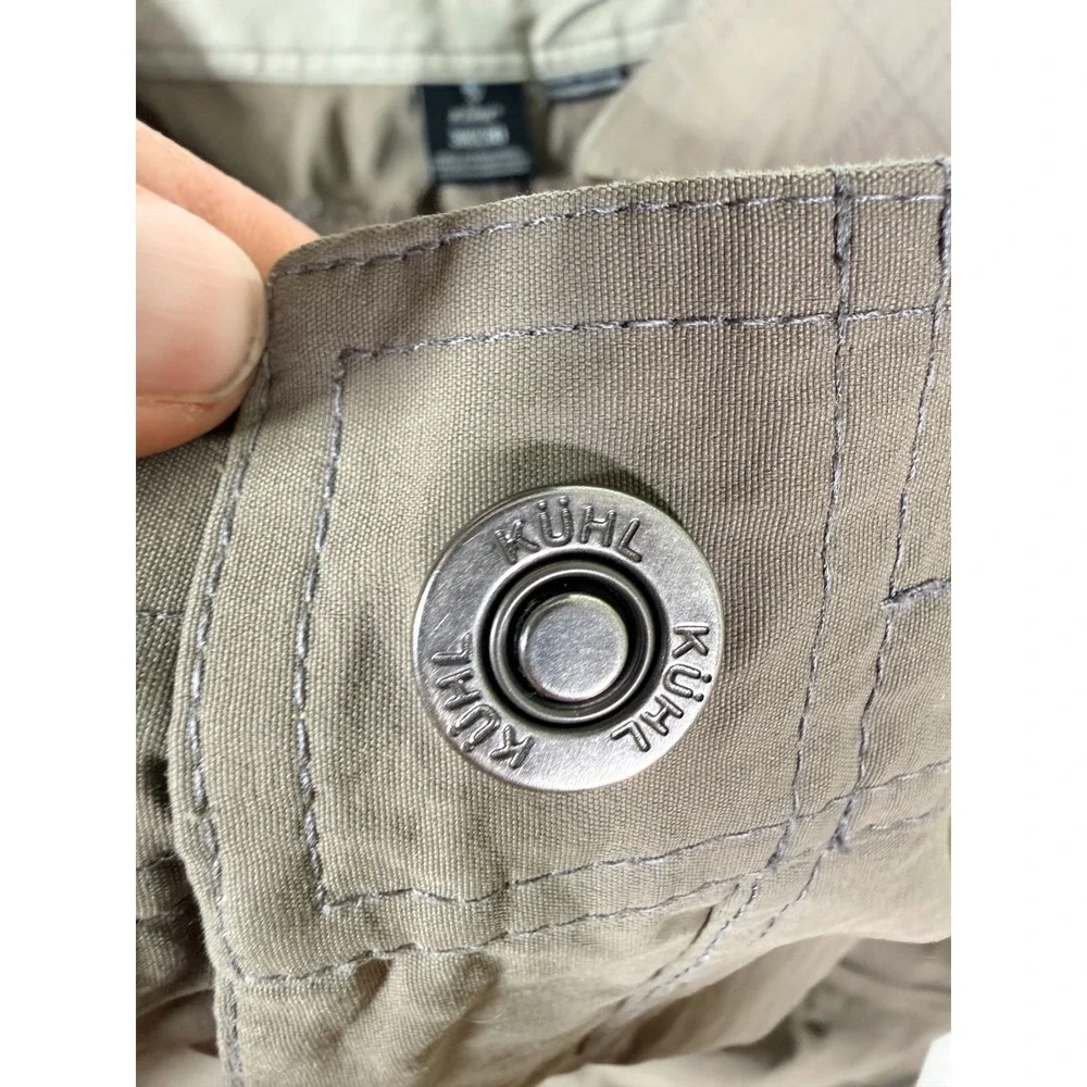 Kuhl Renegade Cargo Convertible Pants‎ Khaki Tan Stealth Zip Hiking Mens 35.5x30