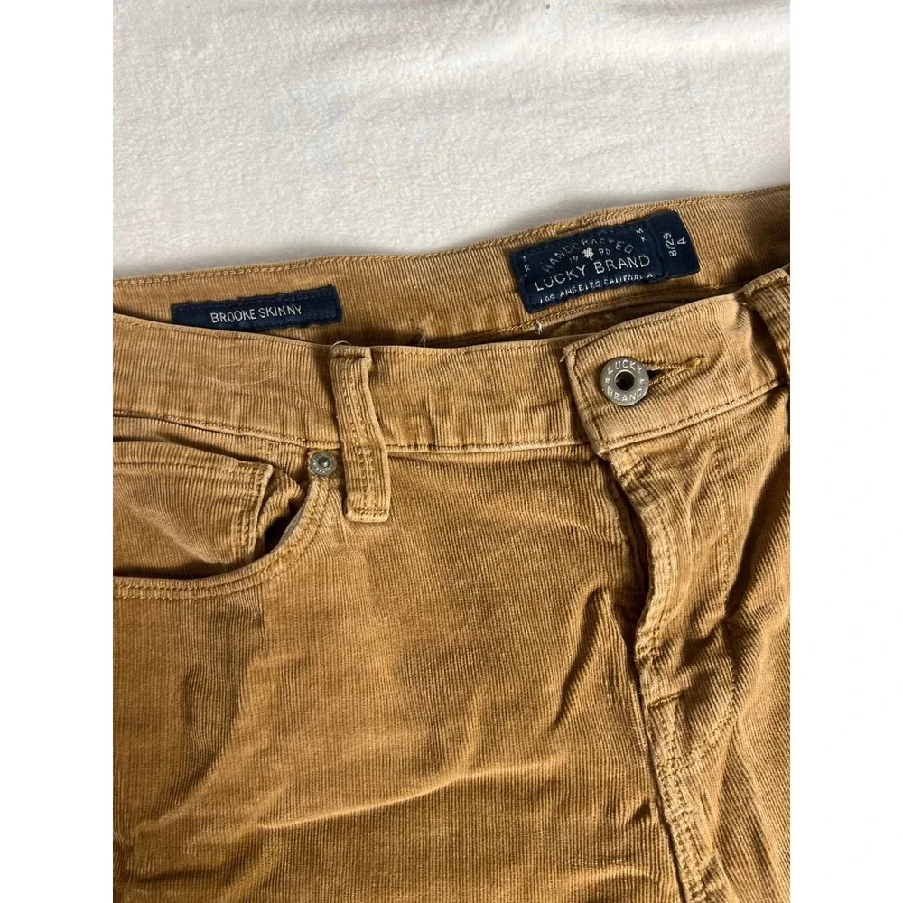 Lucky Brand Brooke Skinny Corduroy Pants Mens 8/29 Brown Tan Stretch Casual