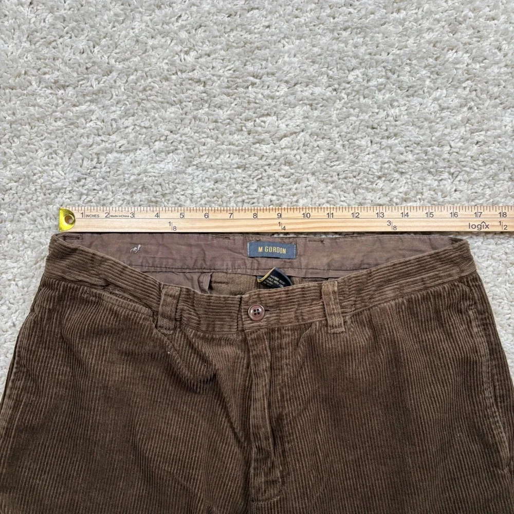 M GORDON Mens Brown Corduroy‎ Pants Size 38x32 Straight Fit Casual Trousers