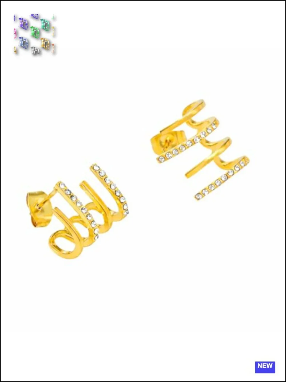 18K Gold Plated Stainless Steel Hoop Earrings with Cubic Zirconia Huggie Hoops