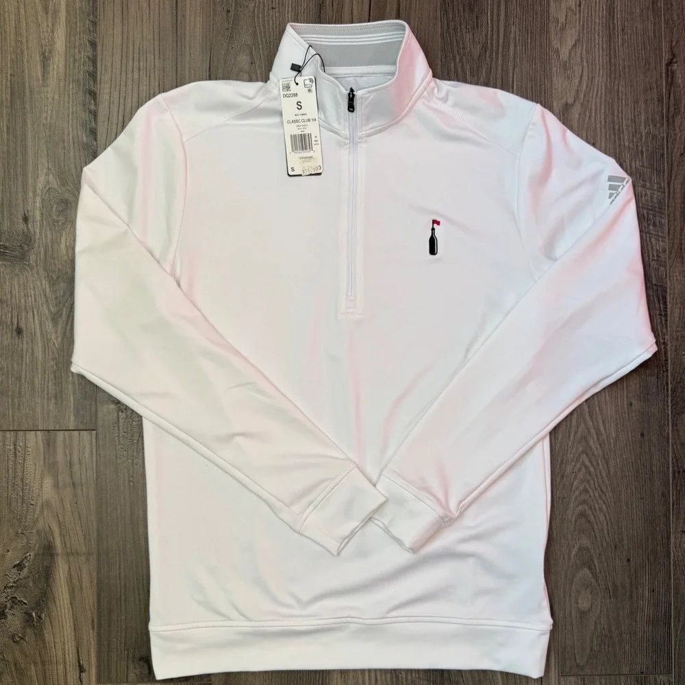 Adidas Mens Classic Club 1/4 Zip‎ Golf Sweatshirt White Size S DQ2288