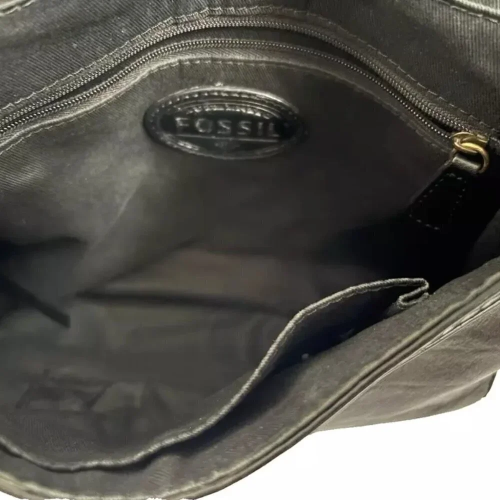 Fossil crossbody shoulderbag Leather Black shoulderbag Purse   W-10