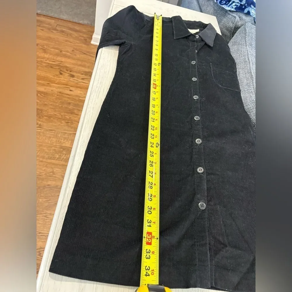 J. Crew Black Corduroy Long Sleeve Shirt Dress