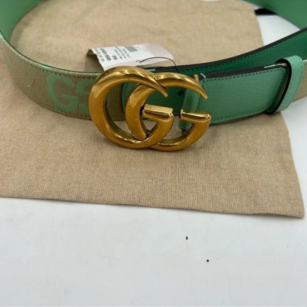 Women’s Gucci Marmont jumbo GG leather/canvas belt size 90 cm made in Italy