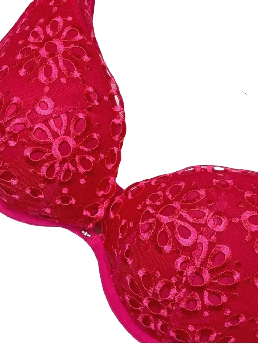 Victoria’s Secret Red Embroidered Push-Up Bra - Size 34D