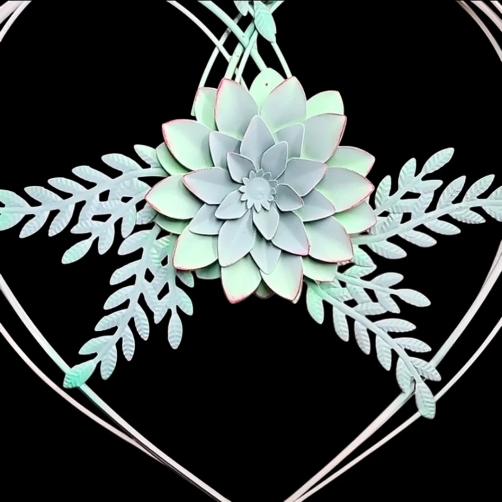 Hobby Lobby Pastel Green & Blue Succulents 3 Heart Wall Decor New with Tags