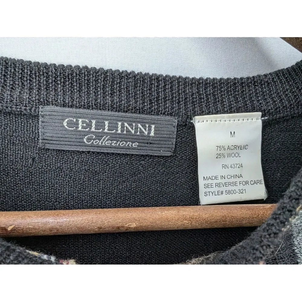 Cellinni Collezione Coogie Style 3D Knit Mens‎ Pullover Sweater Size Medium Wool