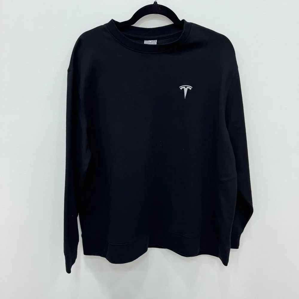 Tesla logo black unisex crewneck sweatshirt Sz XL