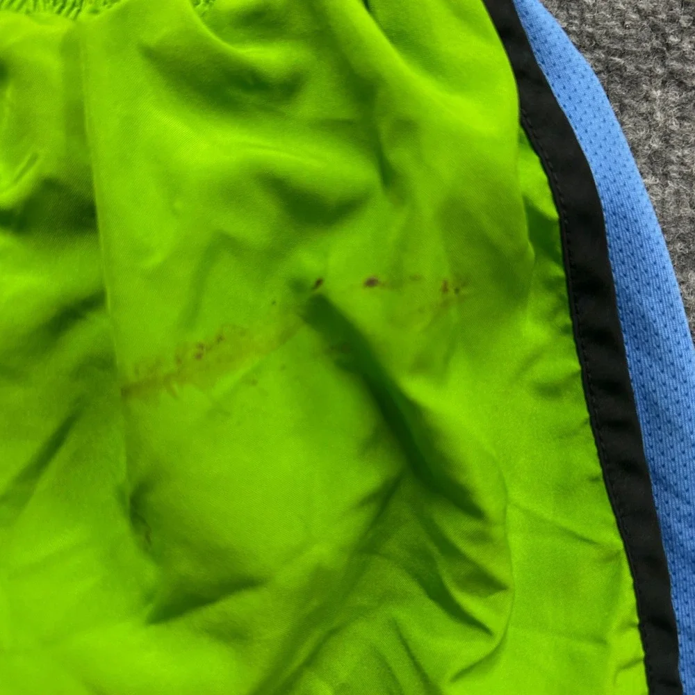 Nike Athletic Shorts Womens Size S Lime Green Dri-Fit Running Mesh Blue Stain