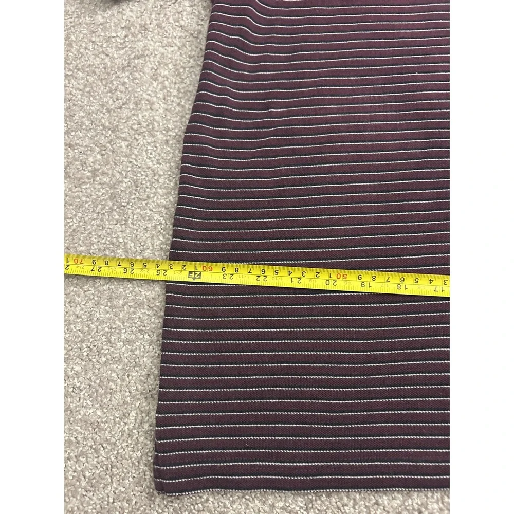 Roundtree‎ & Yorke Polo Shirt Mens XL Burgundy Excellent Striped Cotton Pique