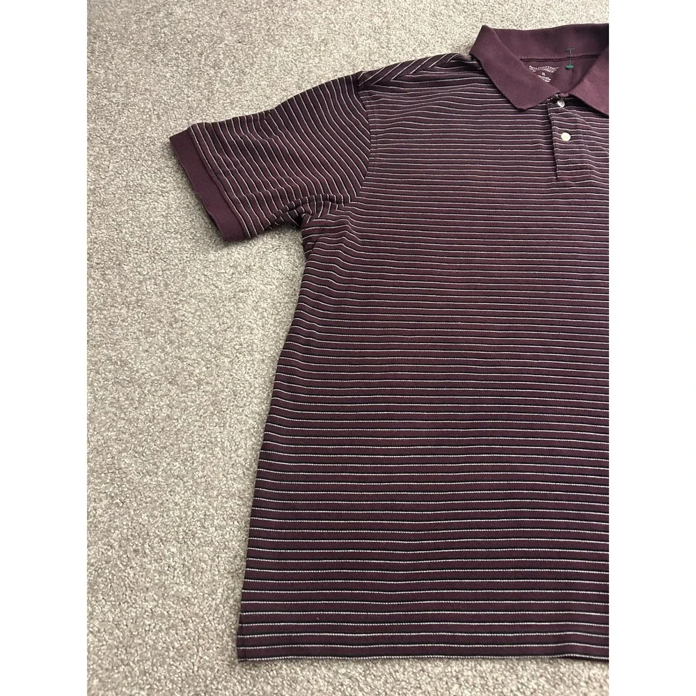 Roundtree‎ & Yorke Polo Shirt Mens XL Burgundy Excellent Striped Cotton Pique