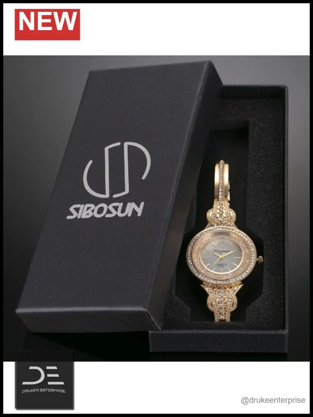 Lady Wrist Watch Quartz Gold Stainless Steel Crystal Dress Fashion Bracelet